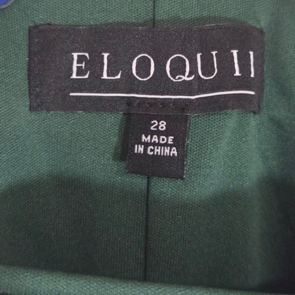 ELOQUII Sequin Midi Skirt 28 Emerald Teal Green Elastic Waist Side Slit Party - Picture 7 of 7